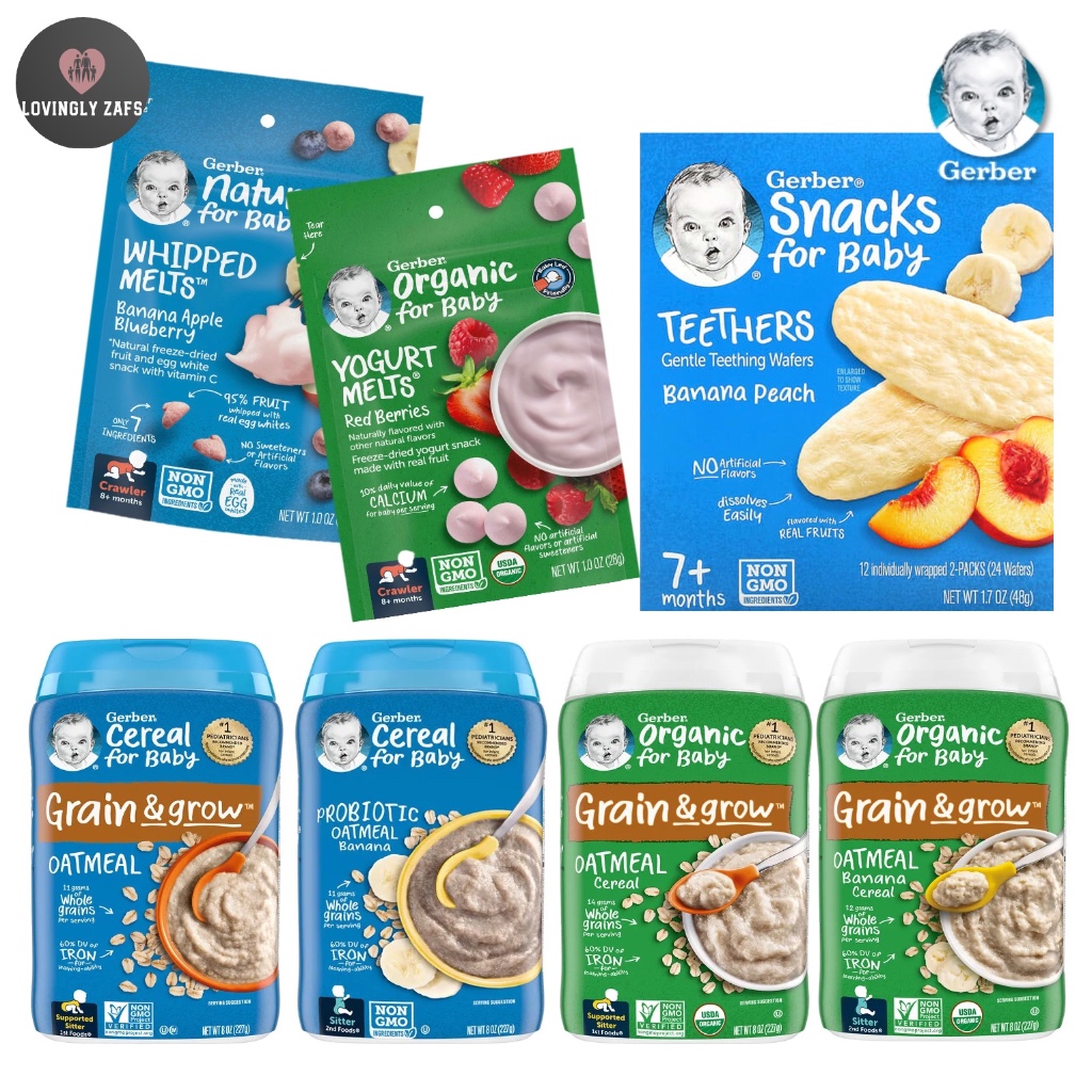 [CHEAPEST IN SHOPEE, MIX & MATCH, CASHBACK] Gerber Cereal, Grain & Grow, 1st-2nd Foods, Yoghurt Melts,Teether Wafer