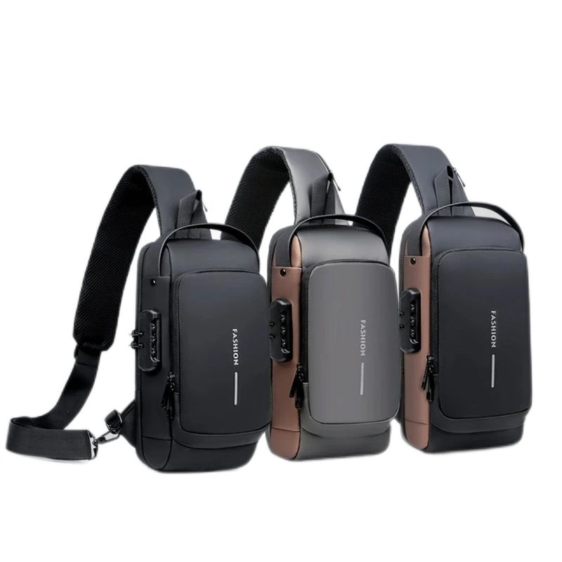 Waterproof Combination Lock Anti-theft Sling Bag for Men and Women